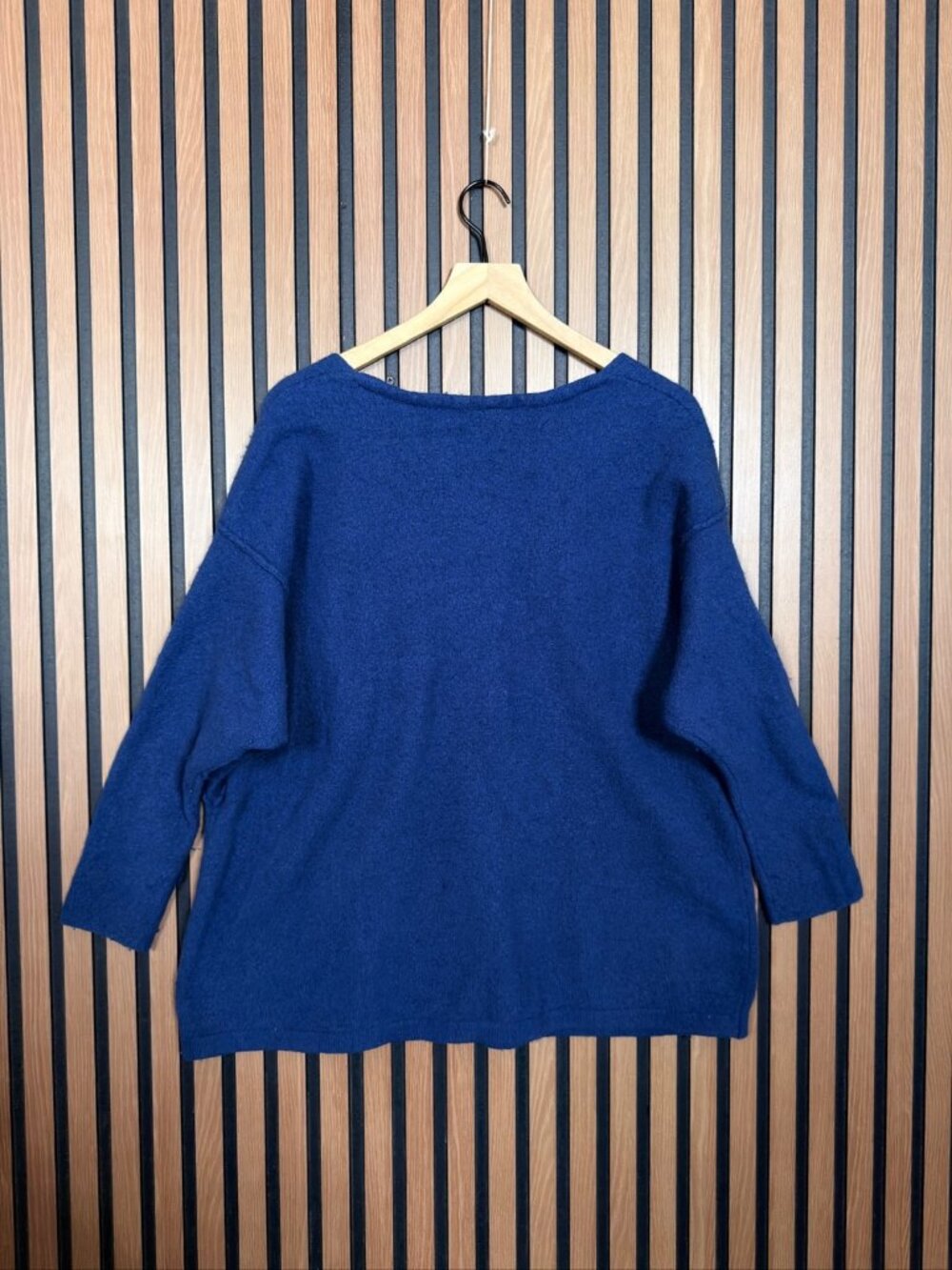 Free People Sweater Large Womens Blue Wool Blend Pullover Soft Knit - Picture 2 of 7